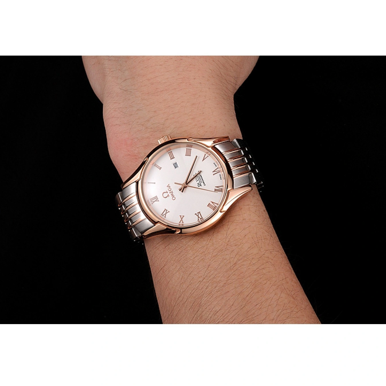 1026 Omega De Ville White Dial Rose Gold Case Two Tone Bracelet 1453781